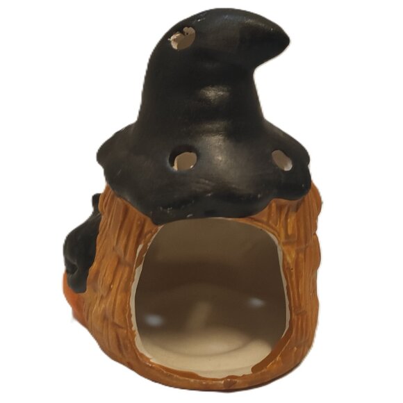 Vintage Halloween Green Face Witch Tea Light Candle Holder Hand Painted - Picture 5 of 8